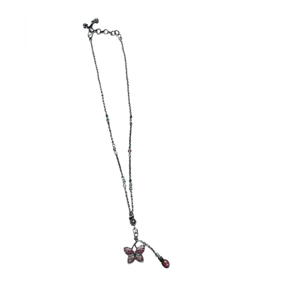 Brighton Pink and Silver Butterfly Dainty Necklace